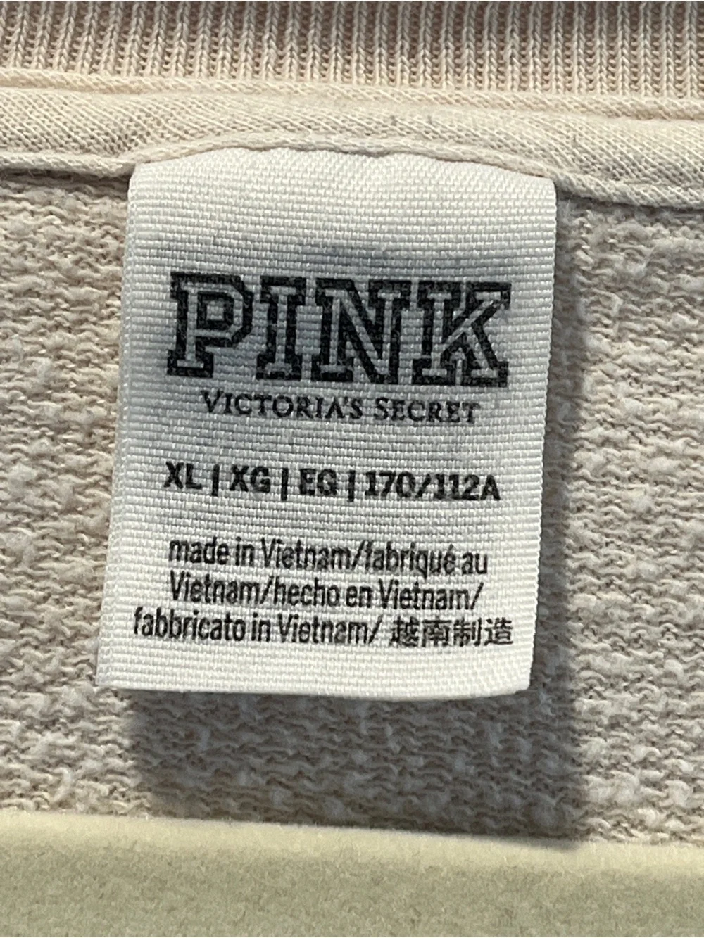 PINK Victoria's Secret Oversized Crewneck Sweatshirt - Light Beige - Picture 2 of 4